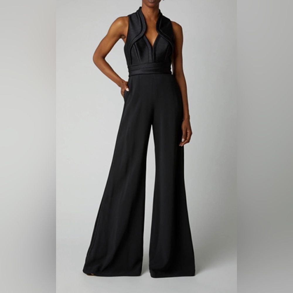 BRANDON MAXWELL Sleeveless Wide Leg Jumpsuit Luxury Black Tie Event size 8 NWT